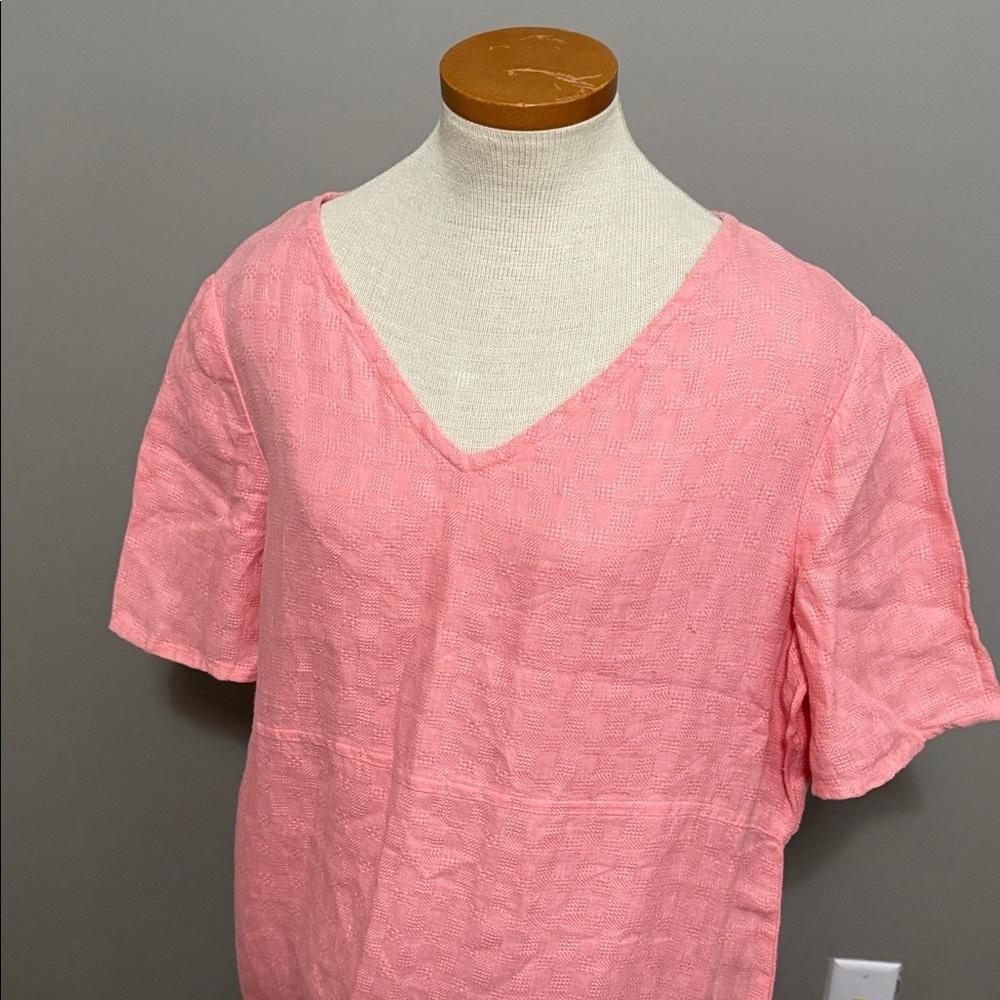 NWT!! Eileen Fisher - Textured Irish Linen Maxi Dress - Pink - Size Large - Picture 9 of 11